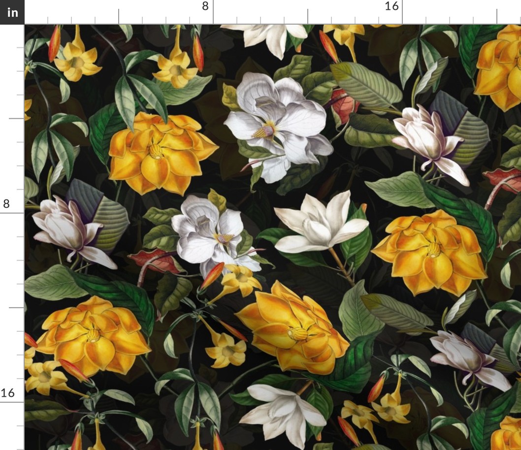  Lush Antique Magnolia Flowers - Vintage Magnolias home decor, Nostalgic  wallpaper,Magnolia Fabric - Flowers Fabric -  Magnolia Wallpaper black double layer