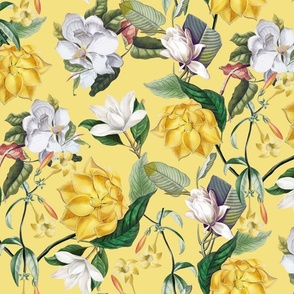  Lush Antique Magnolia Flowers - Vintage Magnolias home decor, Nostalgic  wallpaper,Magnolia Fabric - Flowers Fabric -  Magnolia Wallpaper sunny yellow