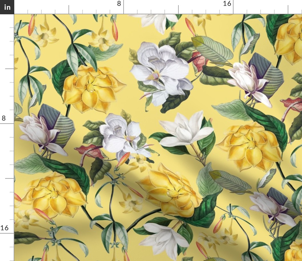  Lush Antique Magnolia Flowers - Vintage Magnolias home decor, Nostalgic  wallpaper,Magnolia Fabric - Flowers Fabric -  Magnolia Wallpaper sunny yellow