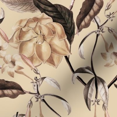  Lush Antique Magnolia Flowers - Vintage Magnolias home decor, Nostalgic  wallpaper,Magnolia Fabric - Flowers Fabric -  Magnolia Wallpaper beige