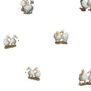 Ditsy Ducks on white - large