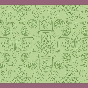 Mojito Cocktail pattern in Mint Green