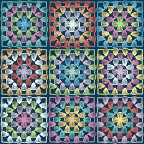 Oma-Quadrat-Decke, häkeln Decke, Gänseblümchen häkeln Decke
