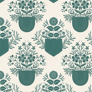 Pocket Full of Flowers - green - medium wallpaper