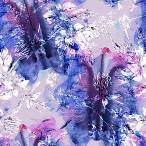 Abstract Flowers, Purple Blue