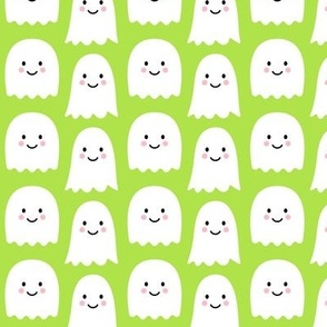 cute ghosts on bright lime green