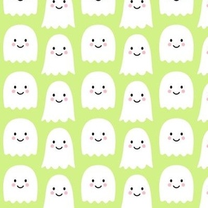 cute ghosts on pastel lime green