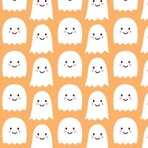 cute ghosts on pastel orange