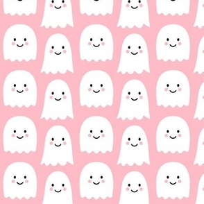 cute ghosts on pastel pink