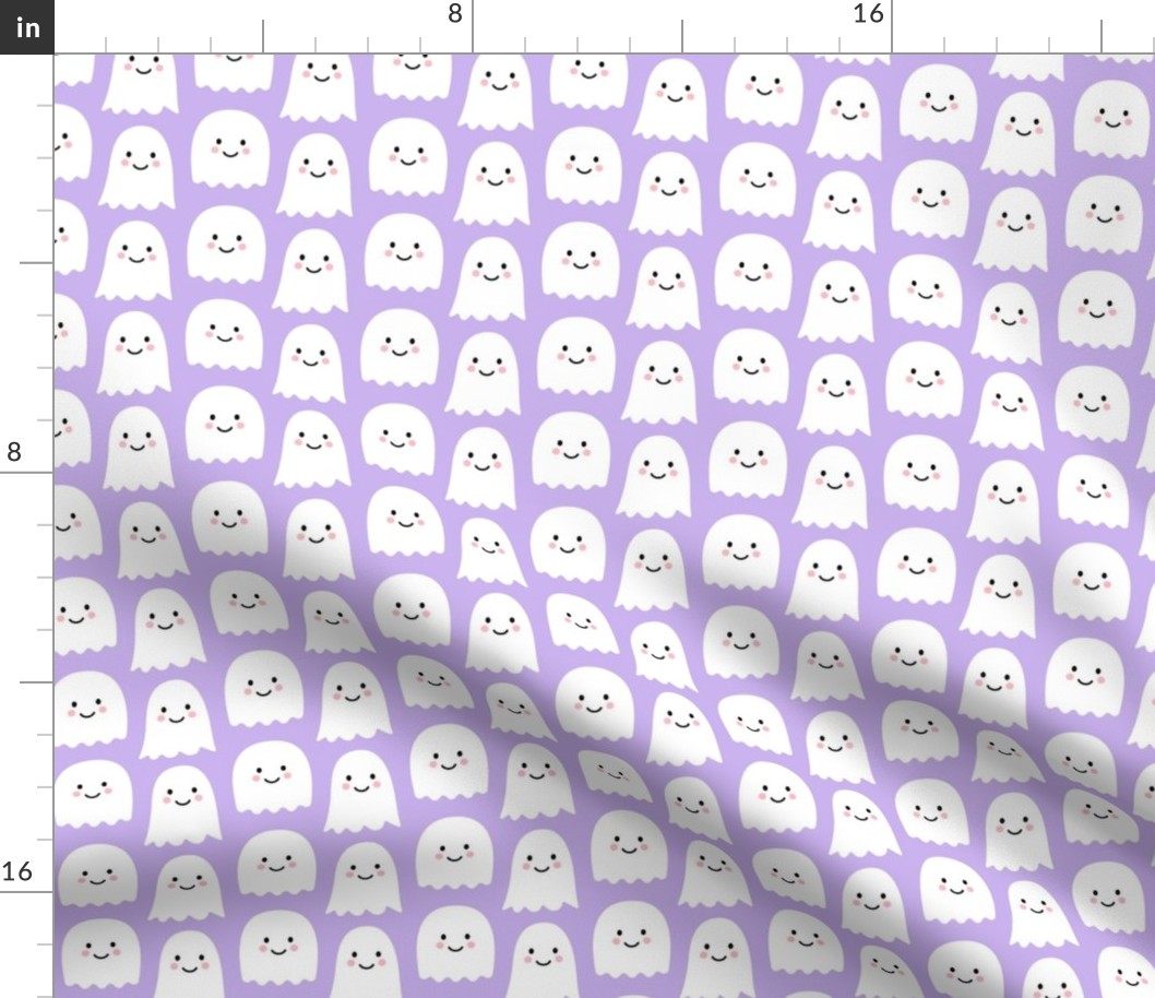cute ghosts on pastel purple