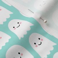 cute ghosts on pastel teal