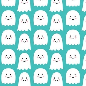 cute ghosts on teal