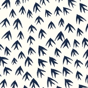 swallow print in navy and white