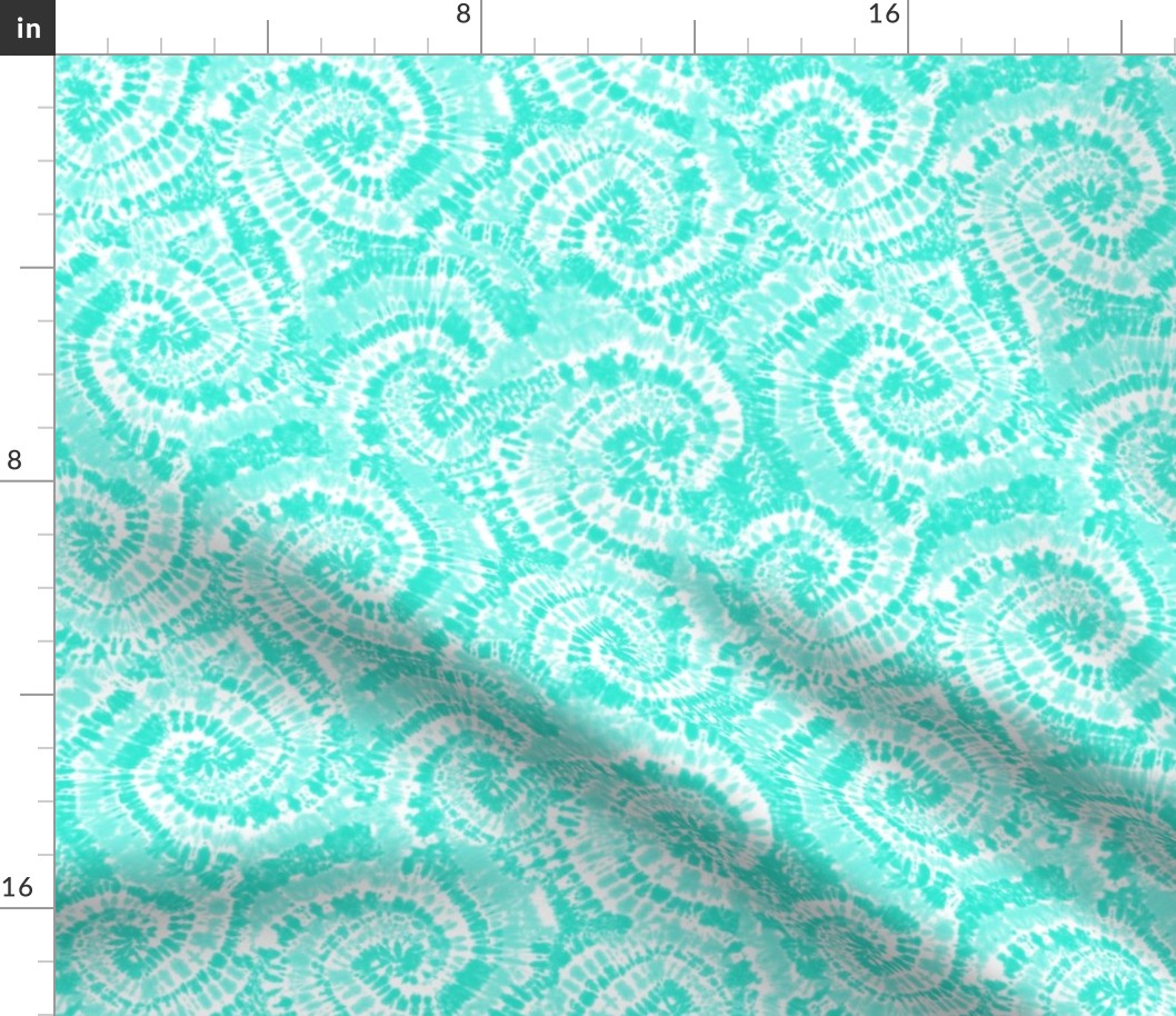 (small scale) teal tie dye swirls - C22