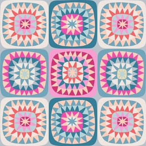 sparkling squares XL scale teal pink by Pippa Shaw