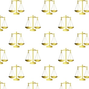 Gold Scales Of Justice on White 