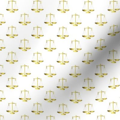 Tiny Gold Scales Of Justice on White