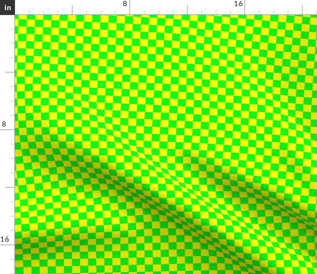 1/2 inch Bright Lemon and Lime Checkerboard