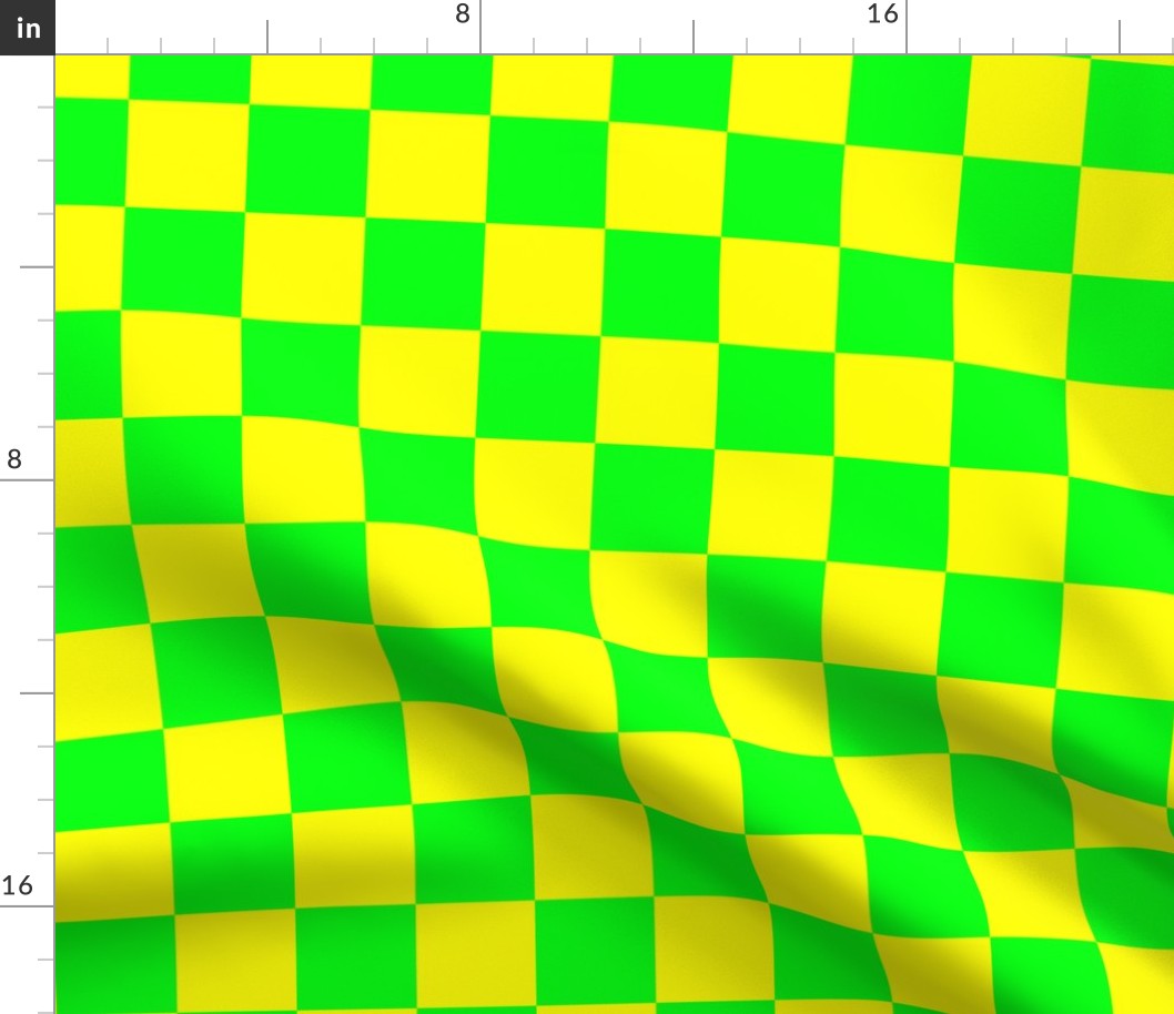 2 inch Bright Lemon and Lime Checkerboard