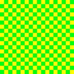 1 inch Bright Lemon and Lime Checkerboard