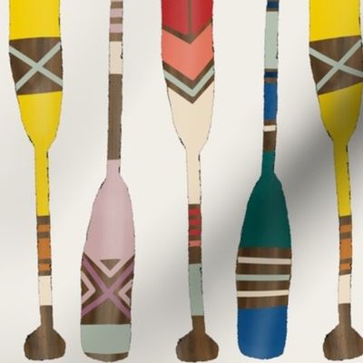 Painted Oars on Linen with MORE Coastal Crush