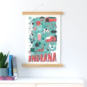 2024 Calendar Indiana Illustrated Map Tea Towel and Wall Hanging