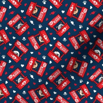 doggy kissing booth - dog pet free kissing Valentine's Day - red on navy - LAD22