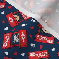 doggy kissing booth - dog pet free kissing Valentine's Day - red on navy - LAD22