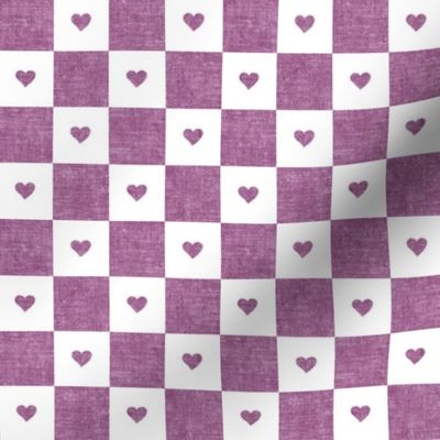 (small scale) Valentine's Day Checks - Purple with hearts - LAD22