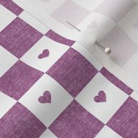 (small scale) Valentine's Day Checks - Purple with hearts - LAD22