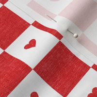 Valentine's Day Checks w/single hearts - red & white - LAD22