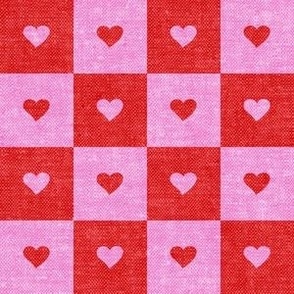 Valentine's Day Check w/ hearts - Red and Pink Checks - LAD22