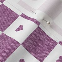 Valentine's Day Checks - Purple with hearts - LAD22