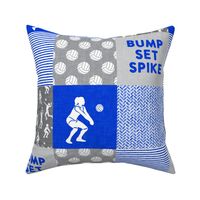 Bump Set Spike - Volleyball Patchwork - Wholecloth in royal blue and grey -  LAD22
