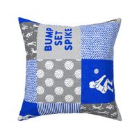 Bump Set Spike - Volleyball Patchwork - Wholecloth in royal blue and grey (90) -  LAD22