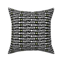 happy halloween black and white with pastel lime green