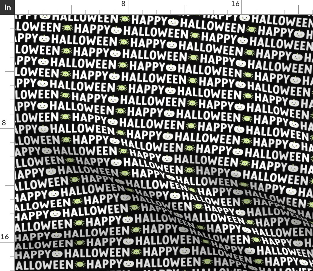 happy halloween black and white with pastel lime green