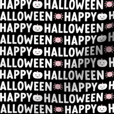 happy halloween black and white with pastel pink