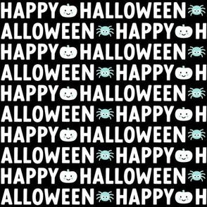 happy halloween black and white with pastel teal