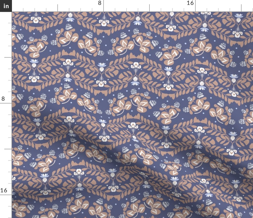 fern lace and clover|  FOLK TALE collection | nude and blue