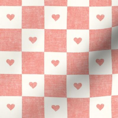 Valentine's Day Checks w/ Hearts - pink/cream - LAD22