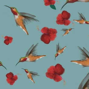 Hummingbirds-In-Flight pale Turq.pg