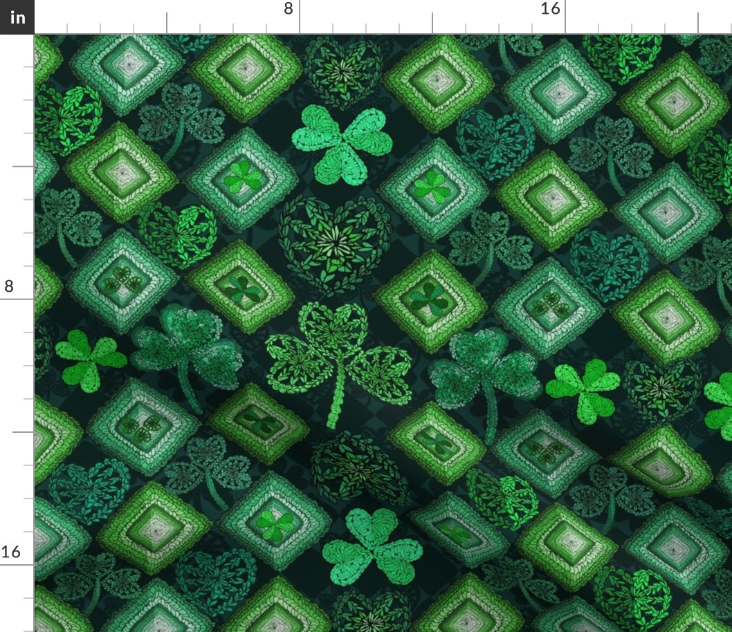 Irish Granny Square Quilt (Dark Green) 