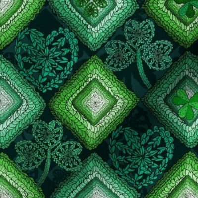 Irish Granny Square Quilt (Dark Green large scale)    