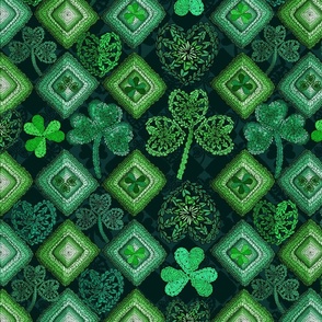 Irish Granny Square Quilt (Dark Green large scale)    