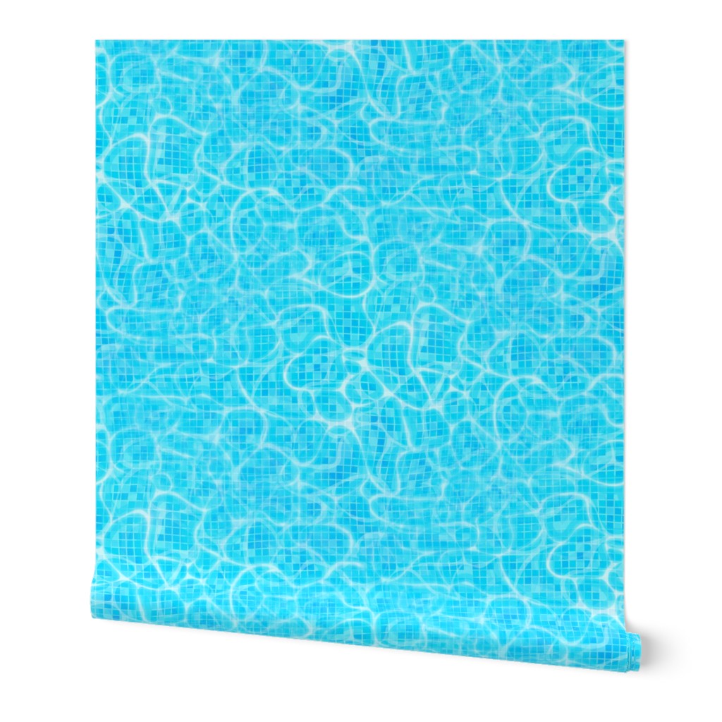 Blue Water Swirls Underwater Swimming Pool Mosaic 1 Inch Tiles
