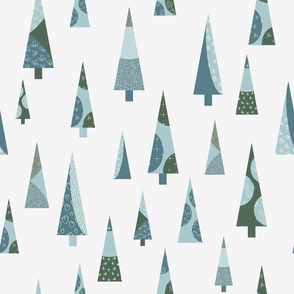 Christmas Trees in Green and Teal