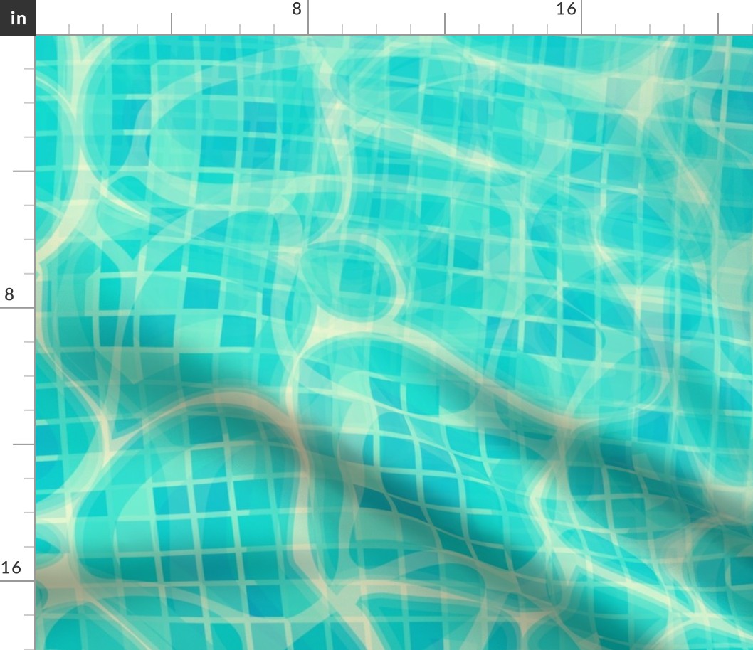 Aqua Blue Water Swirls Underwater Swimming Pool Mosaic 1 Inch Tiles