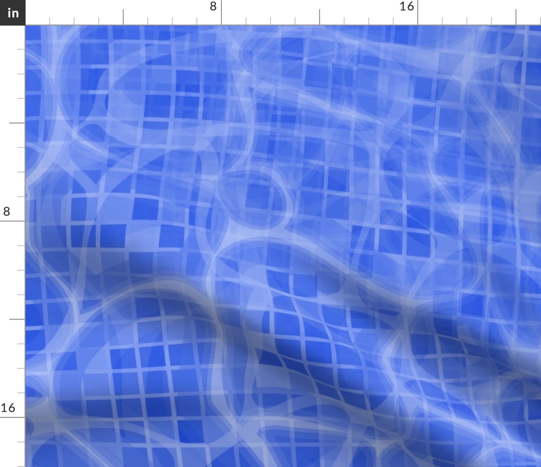 Dark Blue Water Swirls Underwater Swimming Pool Mosaic 1 Inch Tiles