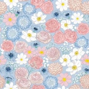 Mixed floral - Baby Blue